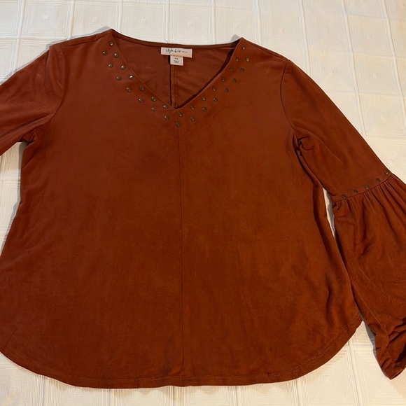 Women’s long sleeve suede top - Picture 1 of 7